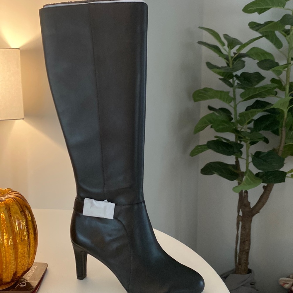 Knee high black boots with 2.5” heel